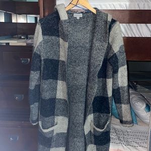 Gray cardigan with hood